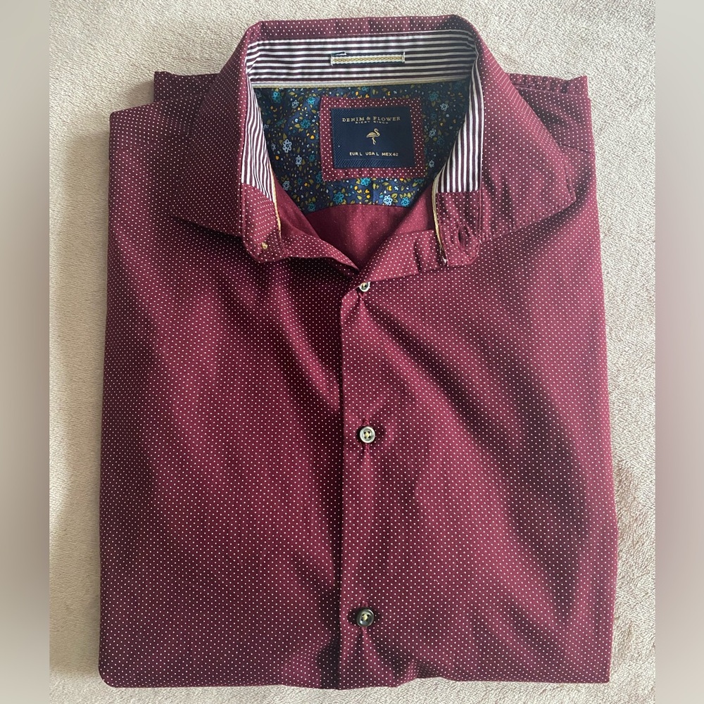 Denim & Flower Burgundy Button Down Shirt